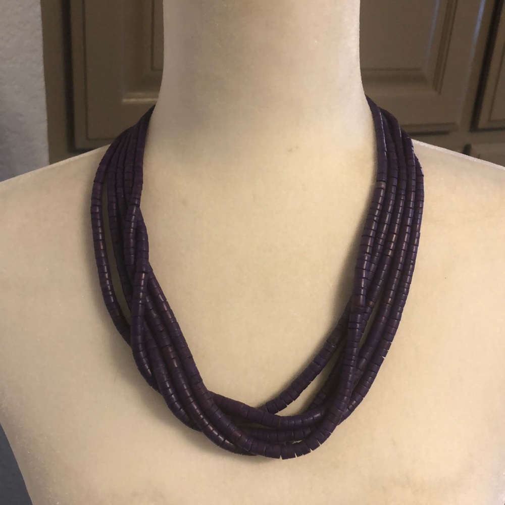 5 strand purple heishi nscklace